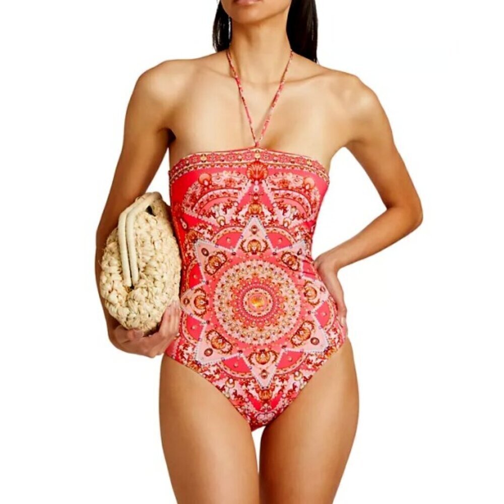 Camilla 'Shell Games' One-Piece Halter Bandeau Swimsuit, Multicolor